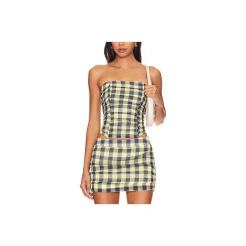 Lioness Strapless Top Women's Sea Blue Check