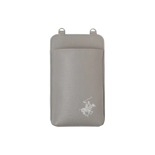BEVERLY HILLS POLO CLUB PU One Shoulder Crossbody Cell Phone Pouch Men's Gray