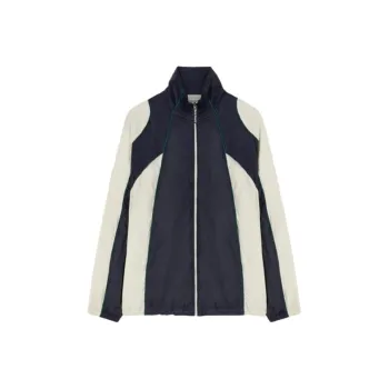 PALM ANGELS Curved Logo Printed Zipped Windbreaker