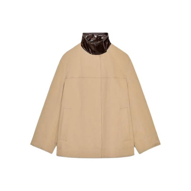 ZARA ZW Series Jackets Coats Women's Khaki-0