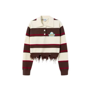 B.Duck Knitwear Women's Beige Coffee Stripes