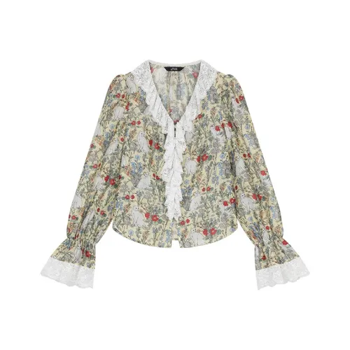 ELF SACK Chiffon shirt Thirlwall Women's Kitten Yellow Cream