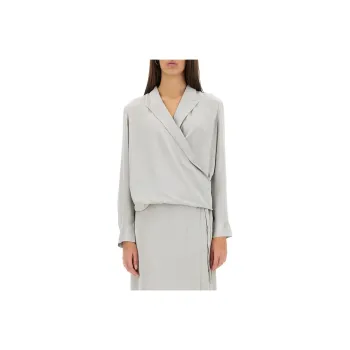 THEORY V Neck Draped Blouse
