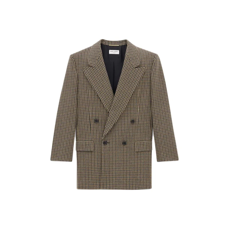 SAINT LAURENT Double Breasted Checked Jacket-0