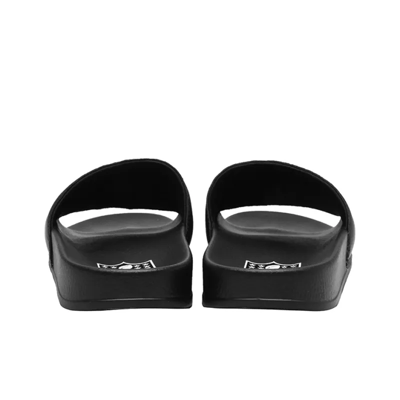 NFL Cushioning Slip Resistant Abrasion Resistant Odor Resistant Quiet Slide Slippers Men's Black-4