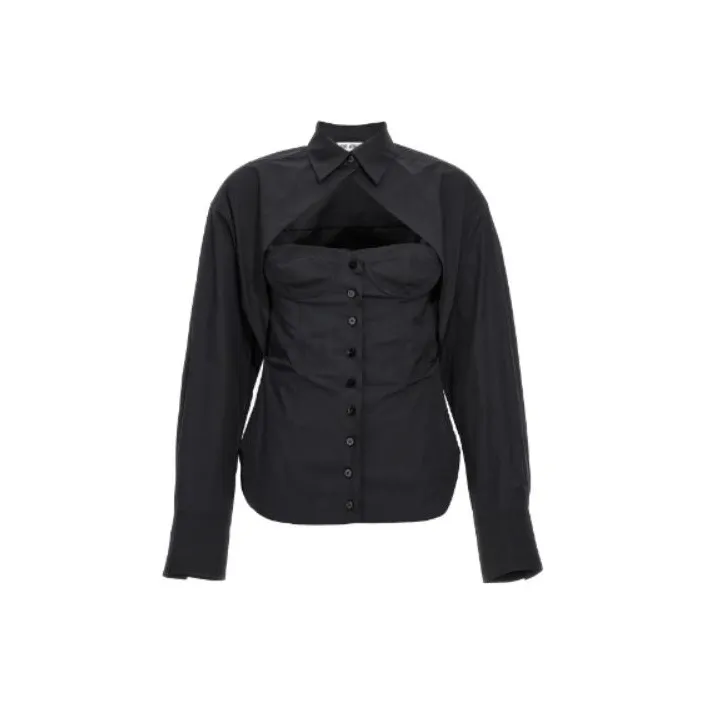 The Attico Cut out Corset style Cotton Shirt-0