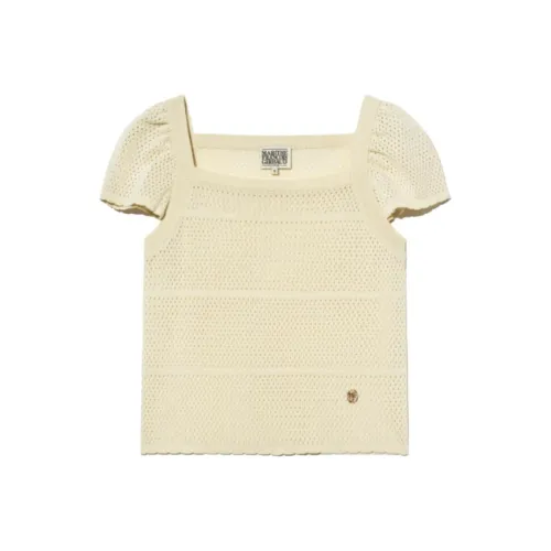 MARITHE FRANCOIS GIRBAUD Ruffle Sleeve T Shirt Women's Ivory