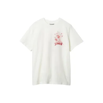 GANNI Logo Printed Crewneck T Shirt