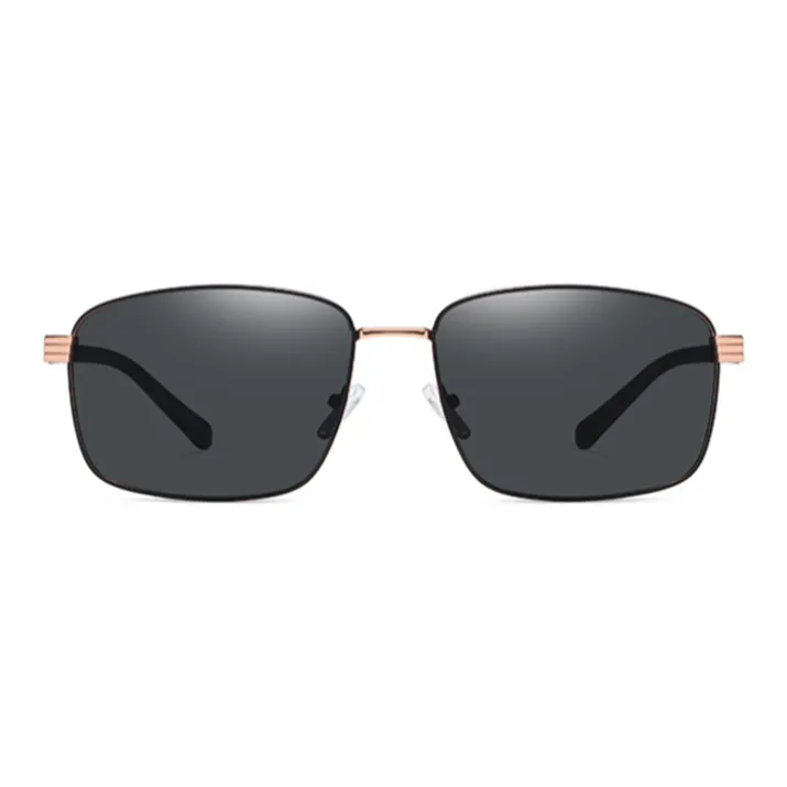 Thunder Pailong Alloy Square Sunglasses Men's Black, Gray-3