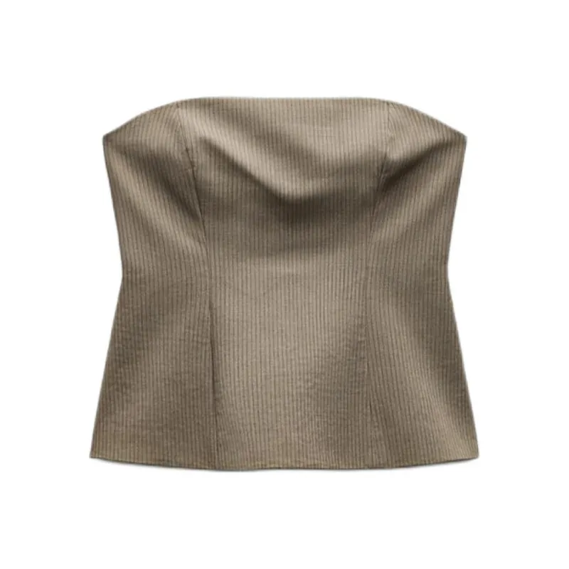 ZARA Trf Strapless Top Women's Green-0