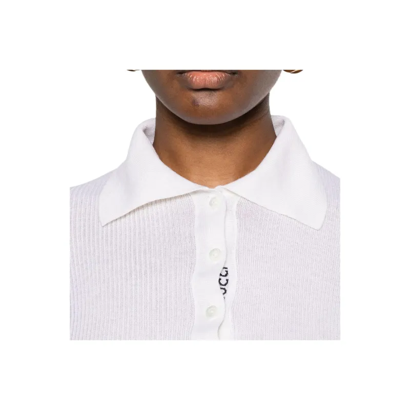 GUCCI Ribbed Knit Long Sleeve Polo Shirt-4