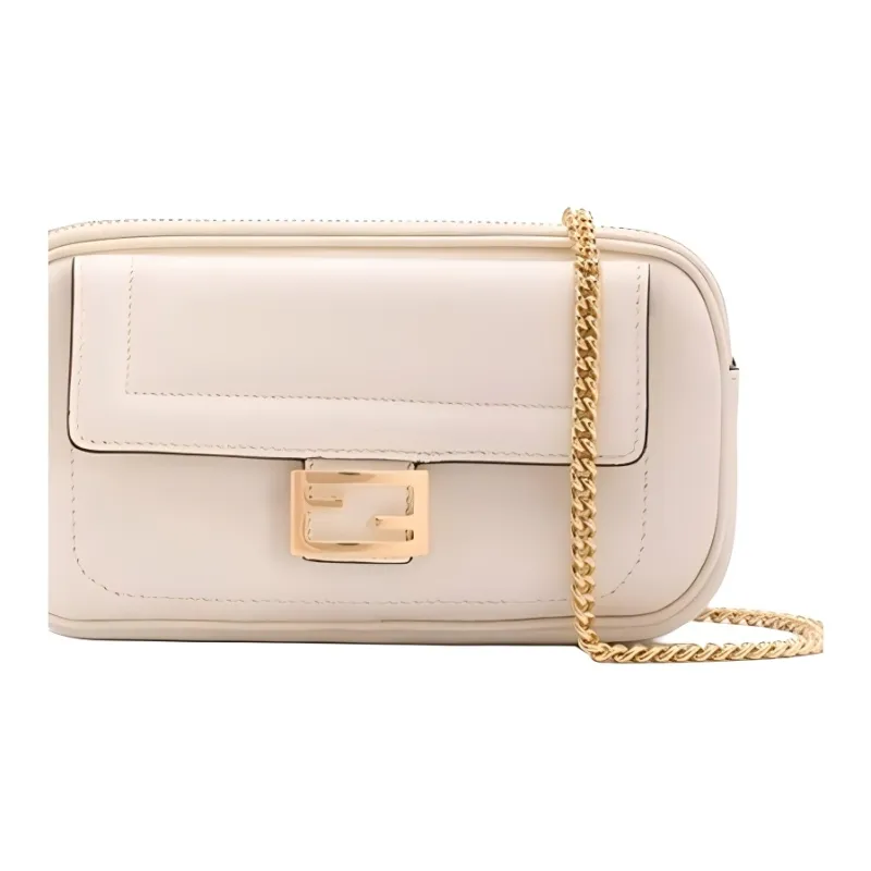 FENDI Baguette Leather Baguette Bag Crossbody Bag, Shoulder Bag Mini Women's White-2