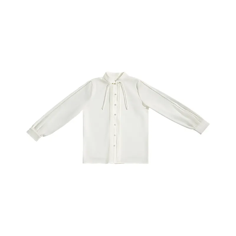 XINGHEHANGE Fall Winter New Chinese Style White Stand Collar Shirt Versatile Top Modified Hanfu Women's-0