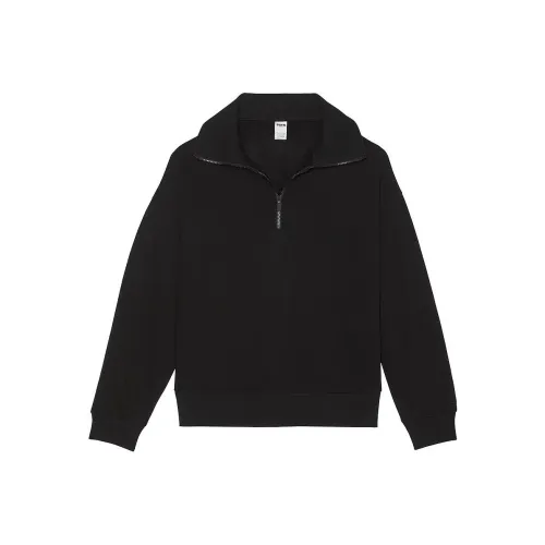 Victoria's Secret PINK Ivy Fleece Half Zip Sweatshirt/Pure Black Sweatshirt Women's Pure Black