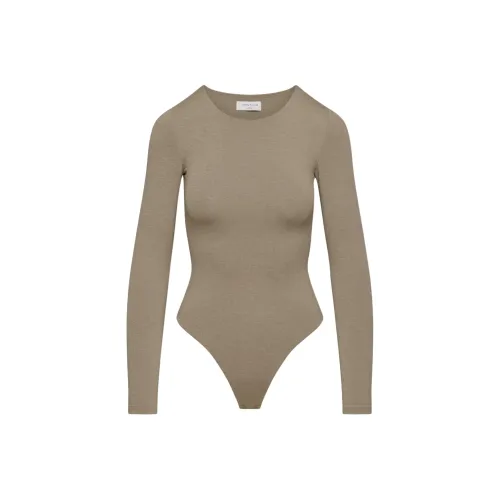 ARITZIA Contour Crew Longsleeve Bodysuit Bodysuits Women's Heather Nomad Taupe/Stone Nomad Gray Umber