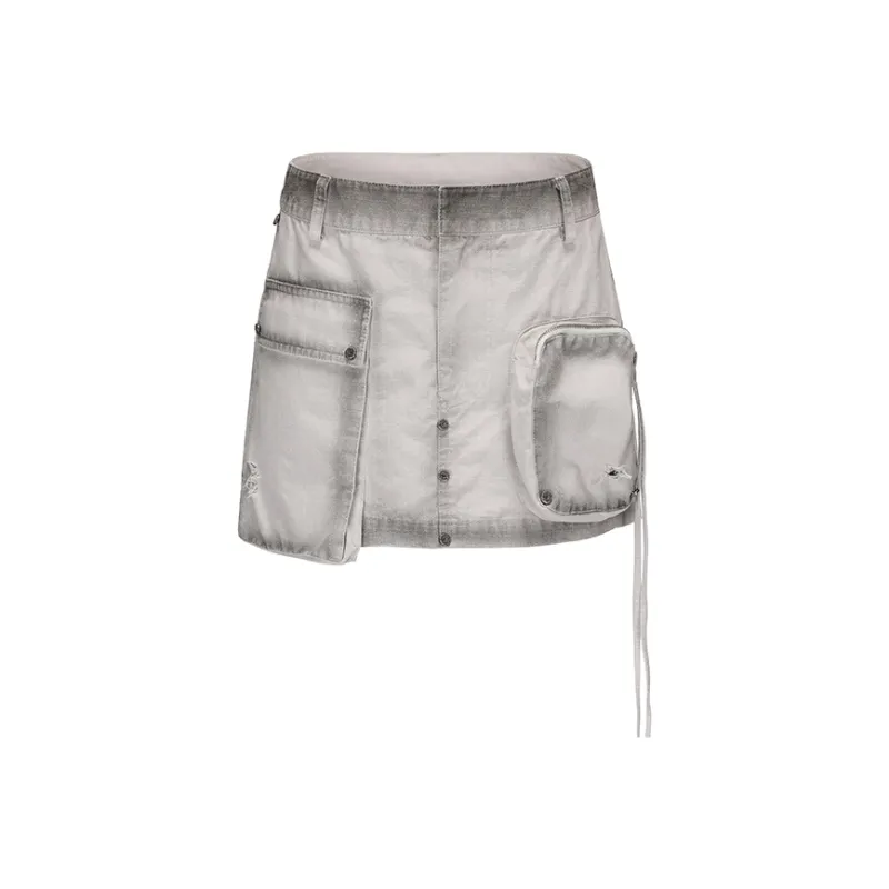 VANN VALRENCÉ 25 Summer Denim Short Skirts Women's Light Gray-2