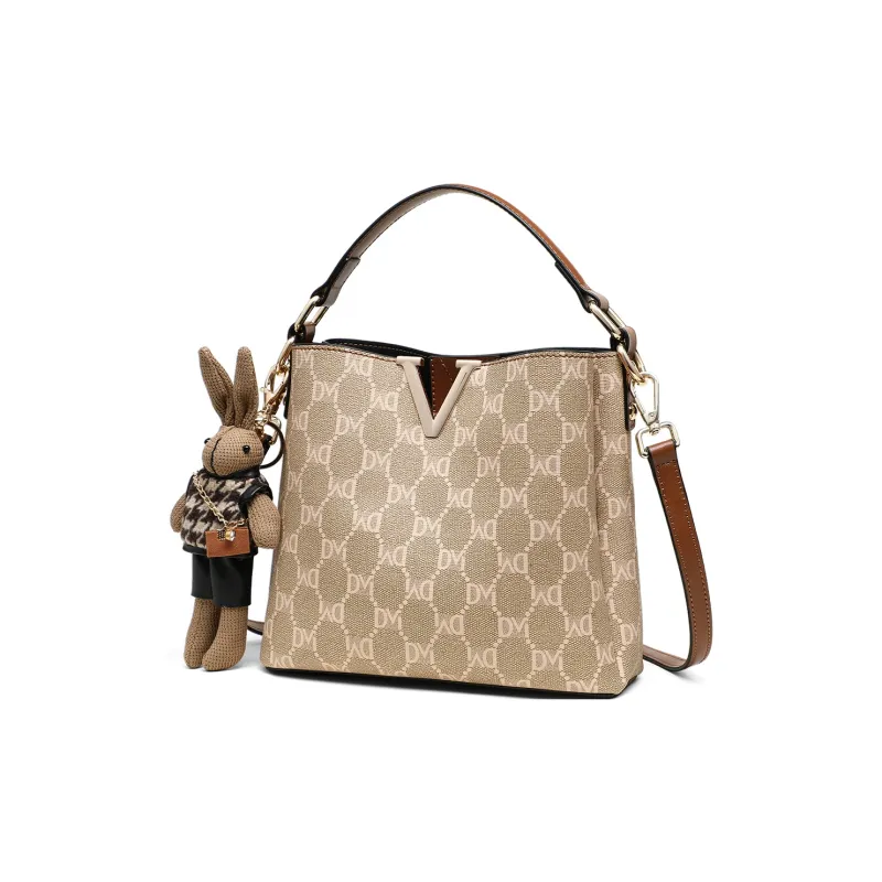 PT'SON Synthetic Leather Bucket Bag, Shoulder Bag, Crossbody Bag, Handbag Regular Women's Brown-2