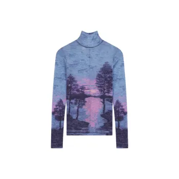 Maison Kitsune Landscape Mesh High Neck Top