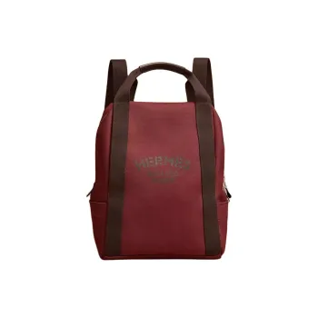 HERMES Groom Polyamide Backpack Unisex Red With Chocolate