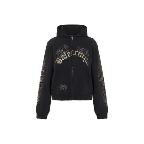 Balenciaga Tacky Tattoo Zip Up Hoodie 'Faded Washed Black'