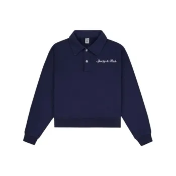 SPORTY & RICH Logo embroidered Cotton Polo Shirt