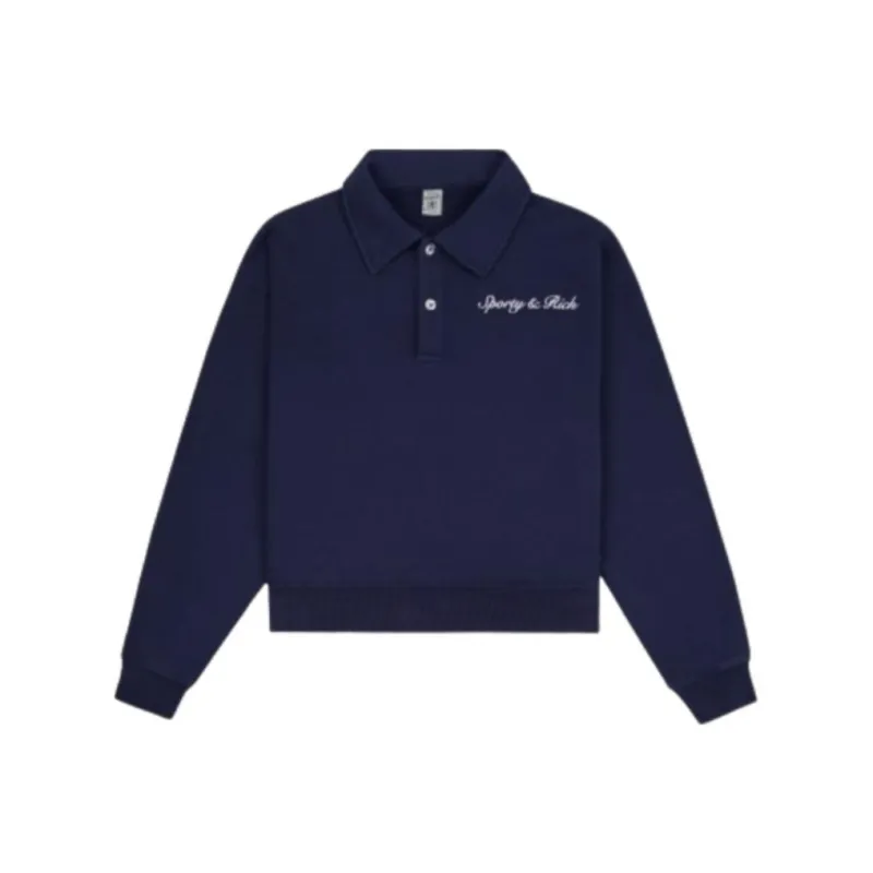 SPORTY & RICH Logo embroidered Cotton Polo Shirt-0