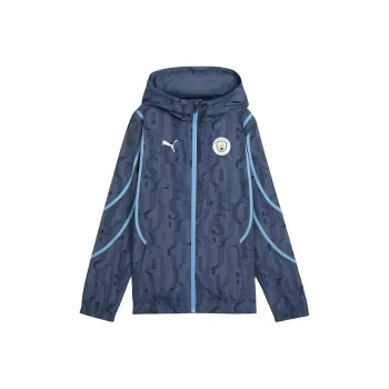 PUMA Manchester City Pre-match Woven Jacket Women's Jackets Coats Women's Ink Blue - Light Blue Team