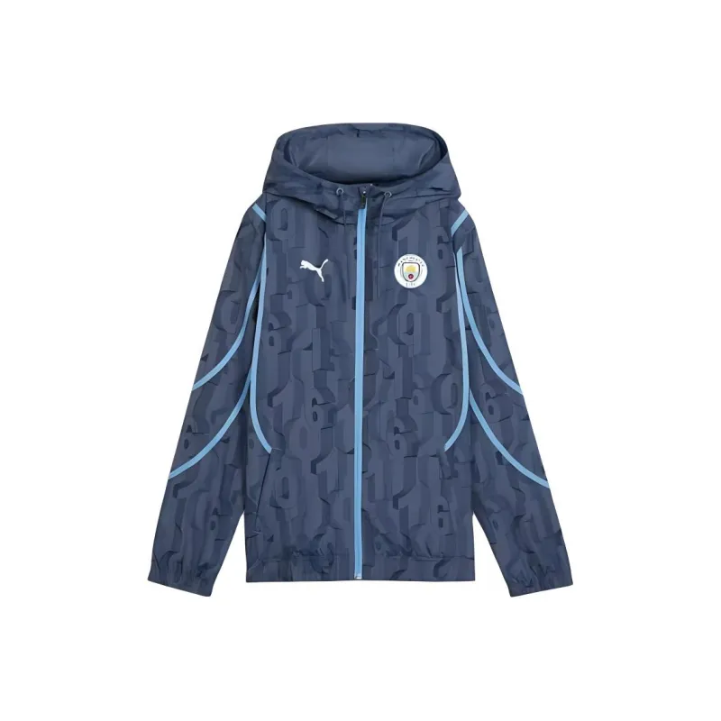 PUMA Manchester City Pre-match Woven Jacket Women's Jackets Coats Women's Ink Blue - Light Blue Team-0