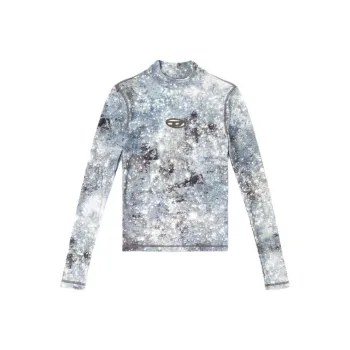 DIESEL OVAL D Series Regular T Shirt Women's Blue/Gray