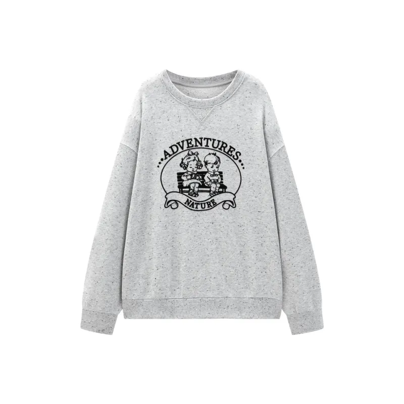 LEDIN Sweatshirt Women's Plain Gray-0