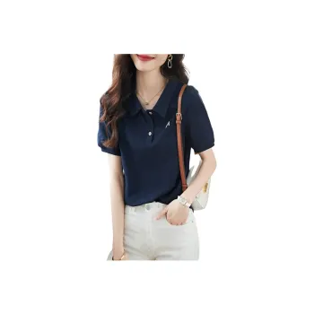 Mo Han Yi Mei Regular T Shirt Women's Navy Blue