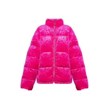 Vetements Logo-patch Velour Down Puffer Jacket