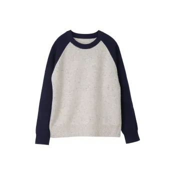 Fstudio Fall And Winter Korean Petite Multicolor Top 100% Wool Round Neck Knitwear Women's