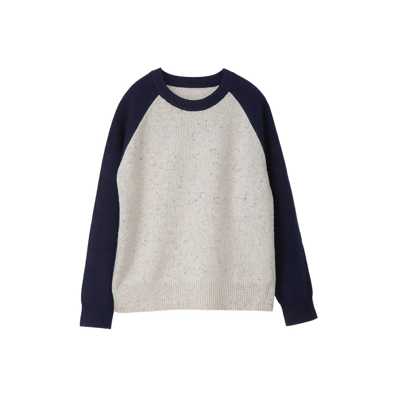 Fstudio Fall And Winter Korean Petite Multicolor Top 100% Wool Round Neck Knitwear Women's-0