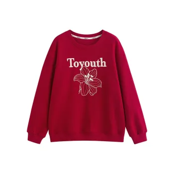 Initial Language Sweatshirt Women's New Year Red
