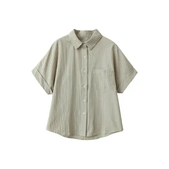 Huagaa Shirt Women's Green Stripe