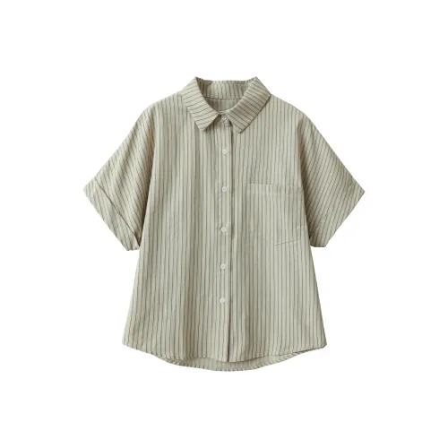 Huagaa Shirt Women's Green Stripe