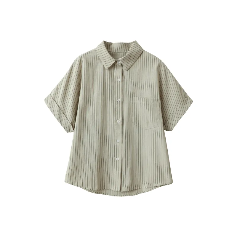 Huagaa Shirt Women's Green Stripes-0