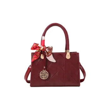 PAYOT Microfiber Synthetic Leather Shoulder Bag, Crossbody Bag, Handbag Women's Dark Burgundy