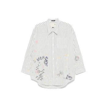 R13 Paint splatter Striped Shirt