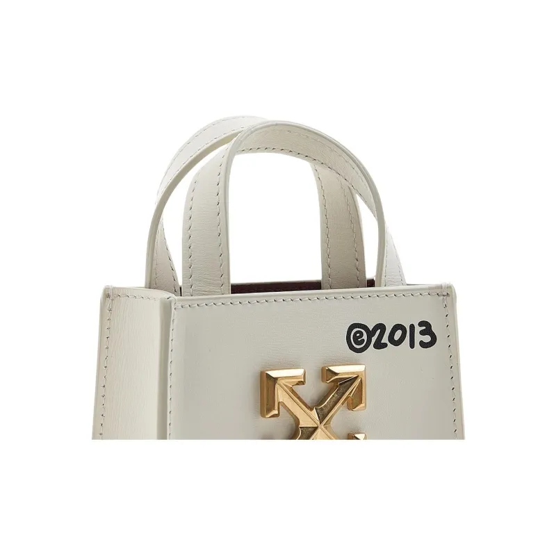 OFF WHITE Leather Shoulder Bag, Crossbody Bag Women's Ecru-5