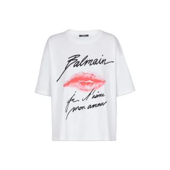 BALMAIN Kiss Printed Crewneck T Shirt