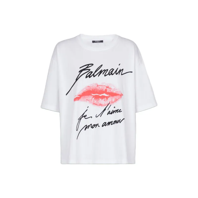 BALMAIN Kiss Printed Crewneck T Shirt-0