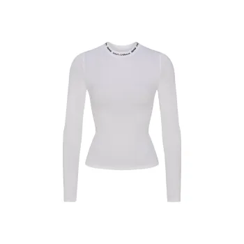 Skims X Dolce&Gabbana Cotton Jersey Long Sleeve T Shirt Snow