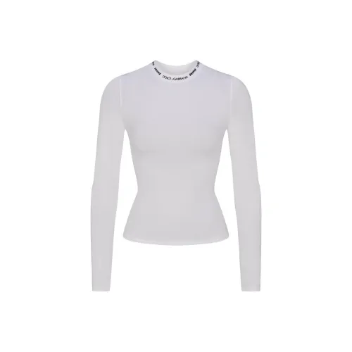 Skims X Dolce&Gabbana Cotton Jersey Long Sleeve T Shirt Snow