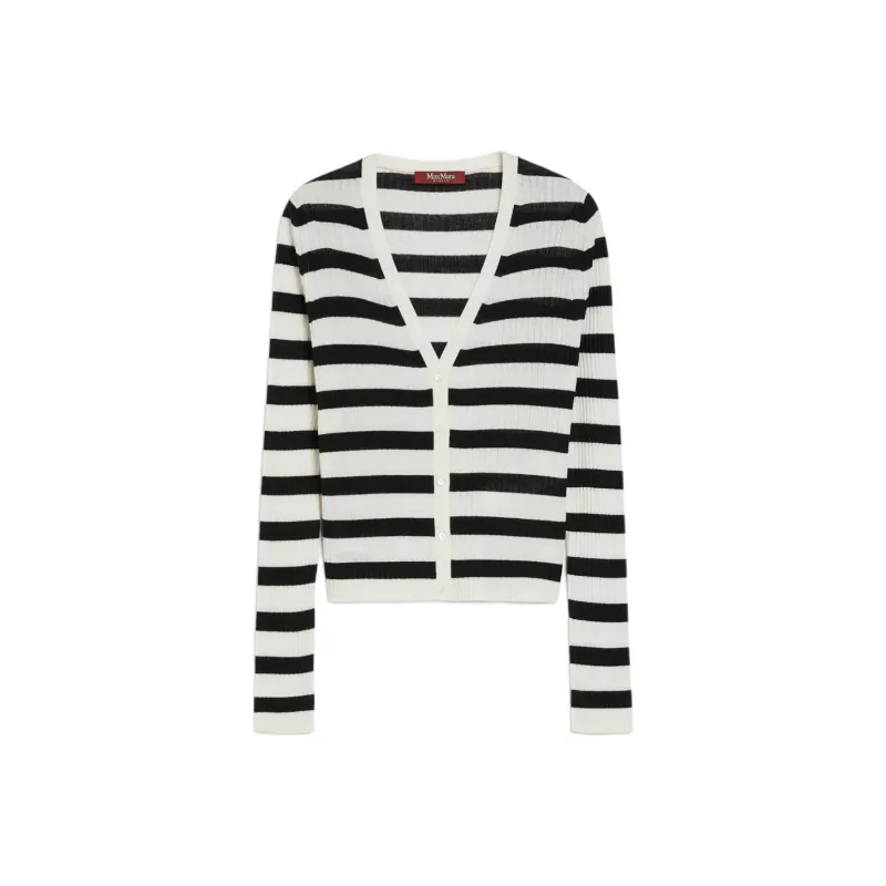 MaxMara Trieste V Neck Striped Cardigan-0