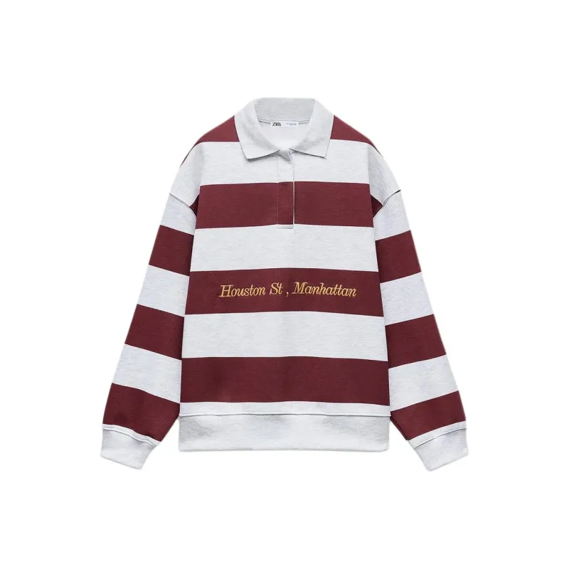 ZARA Sweatshirt Women's Burgundy Red-0