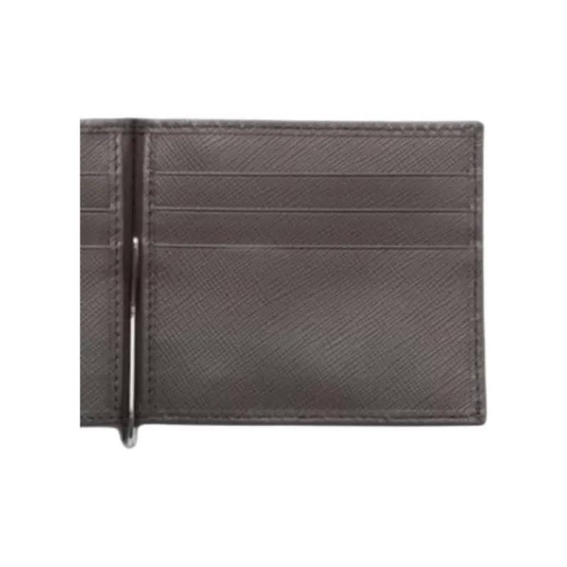 PRADA Saffiano Calfskin Wallet Men's Smoke Gray-4