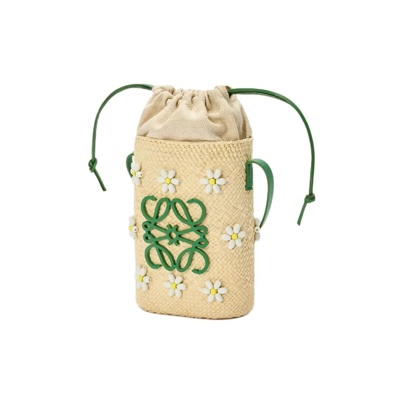 LOEWE Palm Leaf With Cow Leather Shoulder Bag, Crossbody Bag Trumpets Women's Tropical Green & White-2