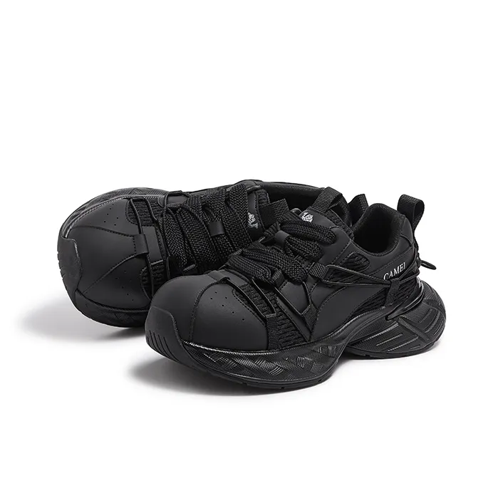 CAMEL Round Tip Commute Versatile Platform Height Increasing Trendy Casual Chunky Sneakers-2